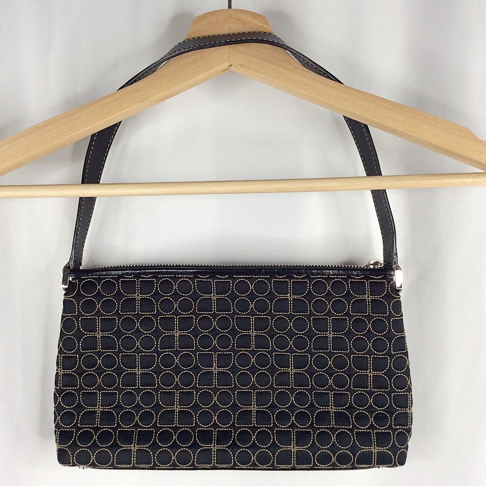 Kate Spade New York‎ Quilted Shoulder Bag Purse Black Pink Suede Lining - Picture 3 of 10